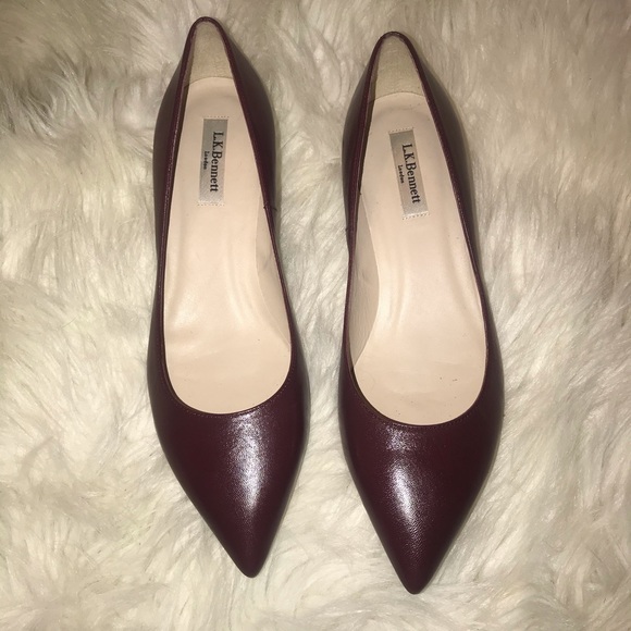 burgundy kitten heel pumps
